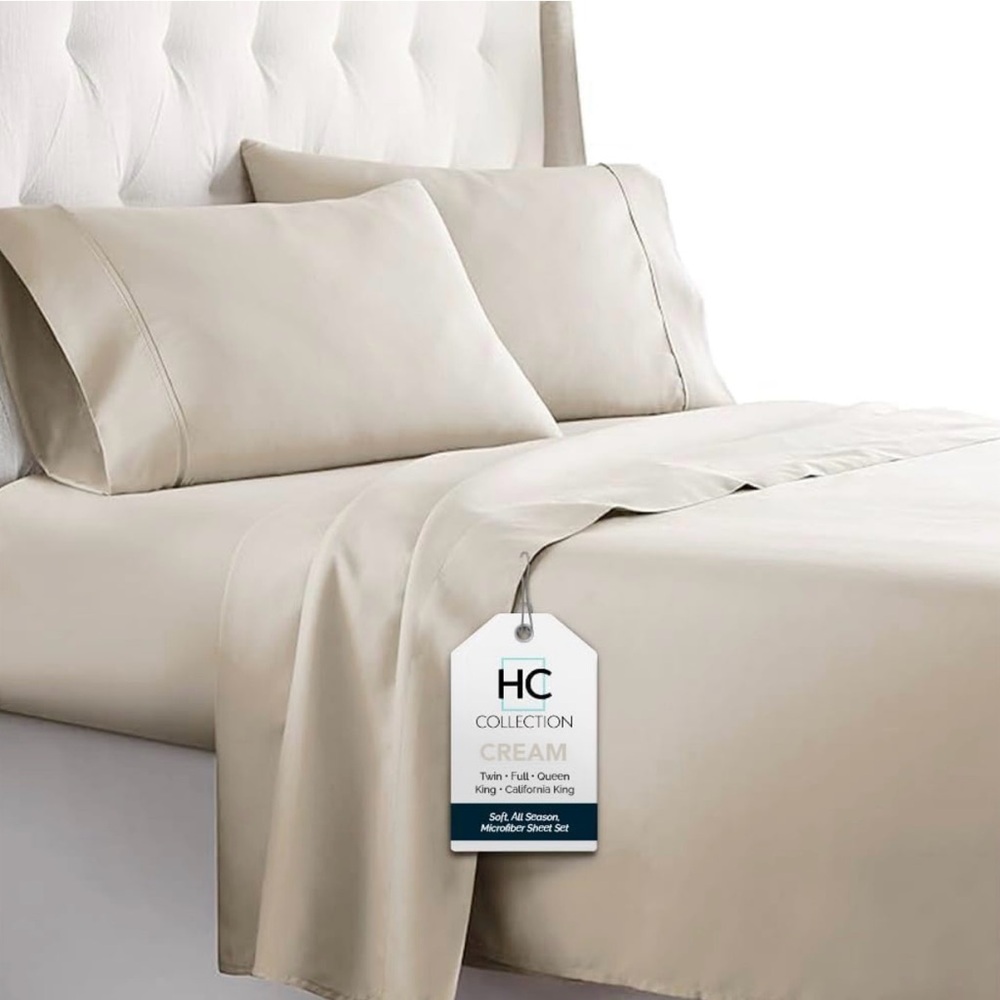 HC COLLECTION Cream Premium Bedding Sheets